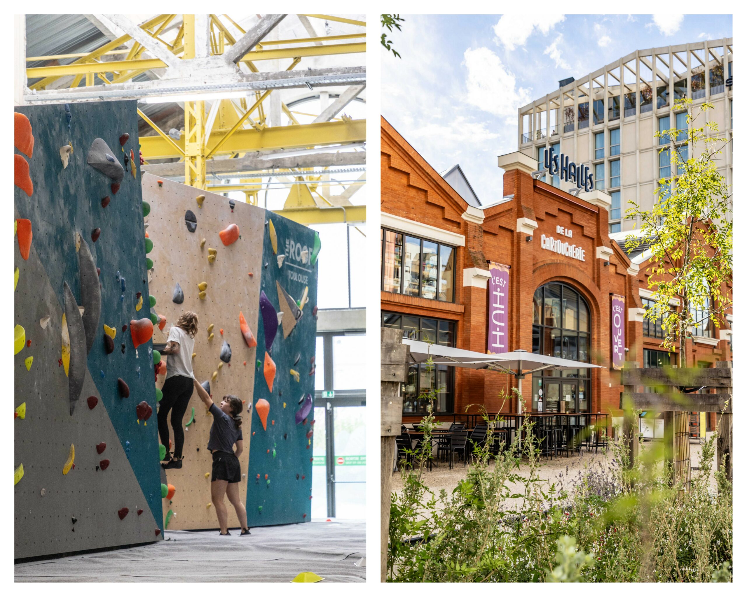 The Roof Toulouse - La maison de l'escalade et l'entrée des Halles de la Cartoucherie 